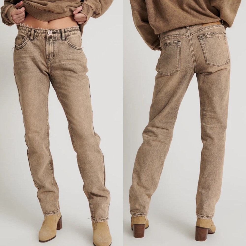 One Teaspoon Truckers Mid Waist Straight Leg Denim Jeans Rust Size 24